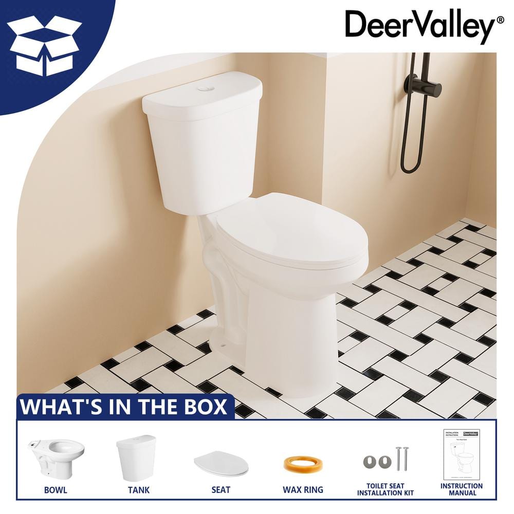 21'' White Ceramic Dual-Flush Elongated Two-Piece Toilet with Seat