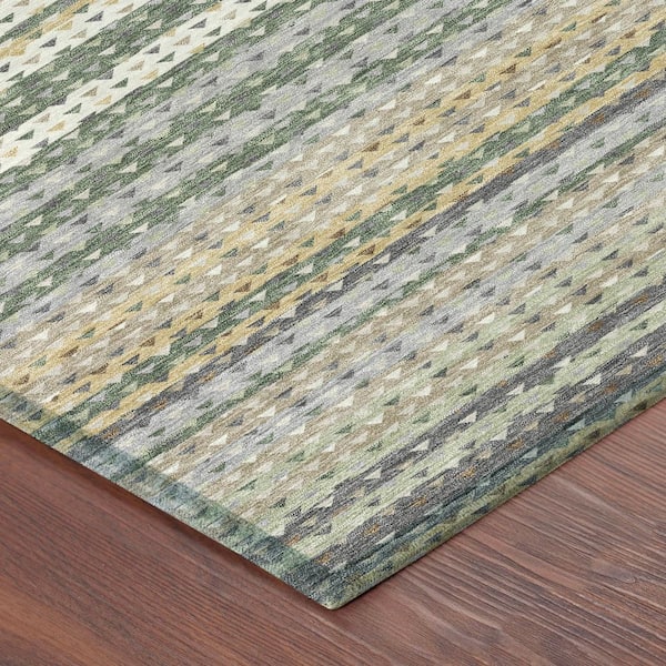 Chantille Machine Washable Indoor/Outdoor Abstract ACN2823 Basil 10 ft. x 14 ft. Area Rug