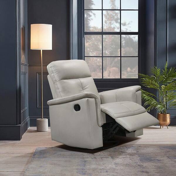 Lazzara Ouray Silver Leather Manual Swivel Glider Recliner 9620SVE