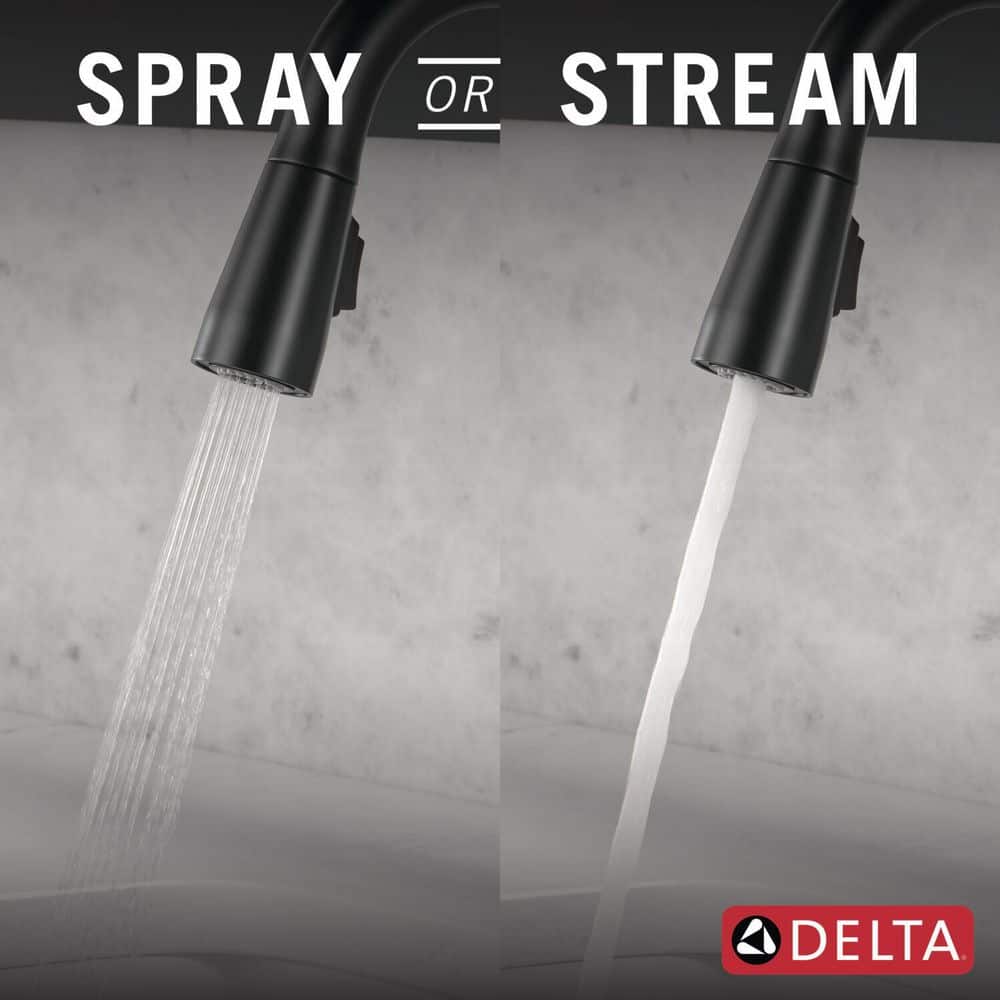 Matte Black Metal Pull-Down Sprayer Kitchen Faucet
