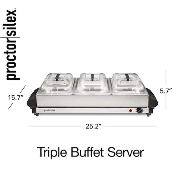 6.6 Qt. Stainless Steel Buffet Server with 3-Crocks 6.6 Qt. Stainless Steel Buffet Server with 3-Crocks