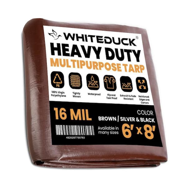 6 ft. x 8 ft. Brown 16 MIL UV Resistant Rip and Tear Proof Heavy Duty Polyethylene General Purpose Tarp