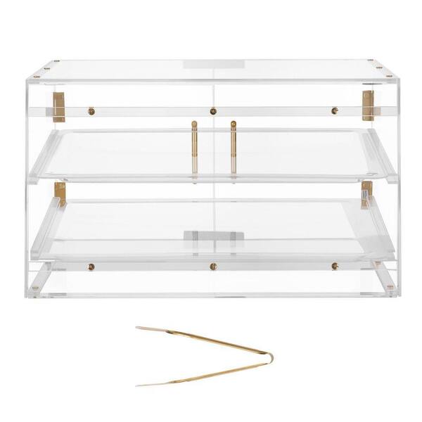 Bakery Display Case, 2-Tier Commercial Countertop Pastry Display Case, Clear Acrylic Bread Box, 20.7 x 15.7 x 12 in.