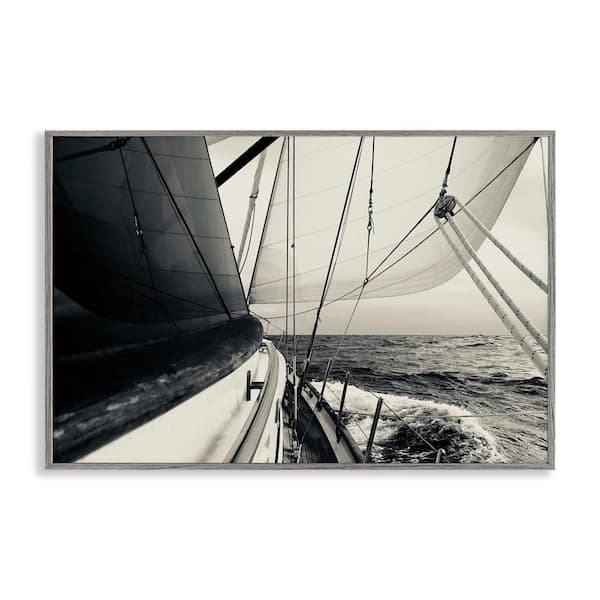 Stupell Industries Sailing The Sea View by LSR Design Studio Gray Framed Typography Giclee Art Print 12 in. x 18 in.