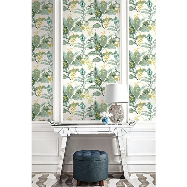 Maui Green Botanical Green Wallpaper Sample