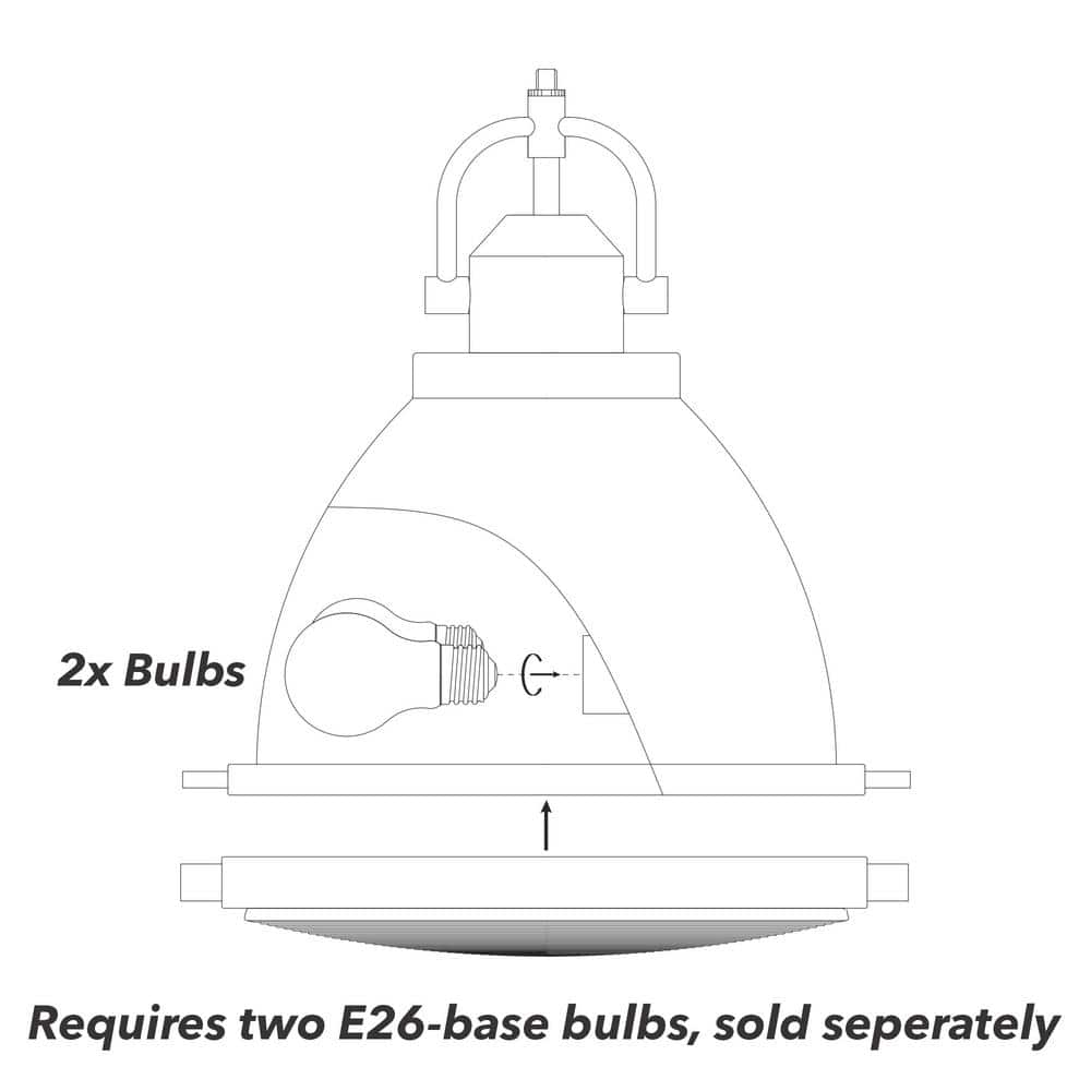 Bridgemoor Modern Brass 2-Light Industrial Pendant with Clear Glass