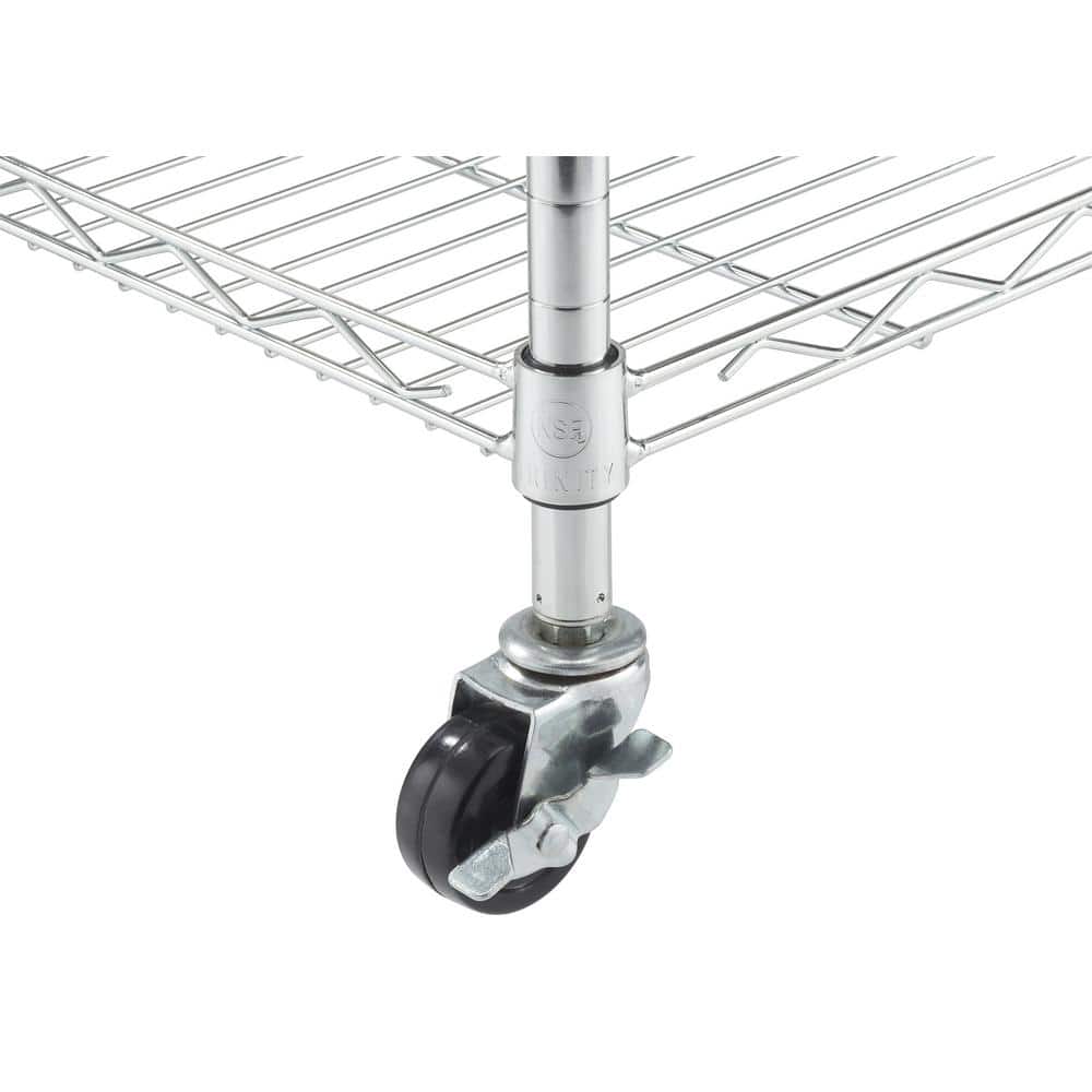 Chrome 24'' Adjustable Steel Pantry Rack with Wheels