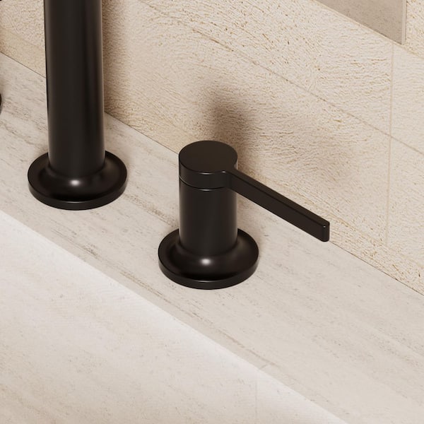 TINIAN 8 in. Widespread Double Handles Bathroom Faucet in Matte Black Valve Included (1-Pack)