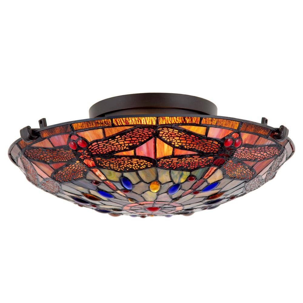 Vintage Black Glass Bowl Flush Mount Ceiling Light