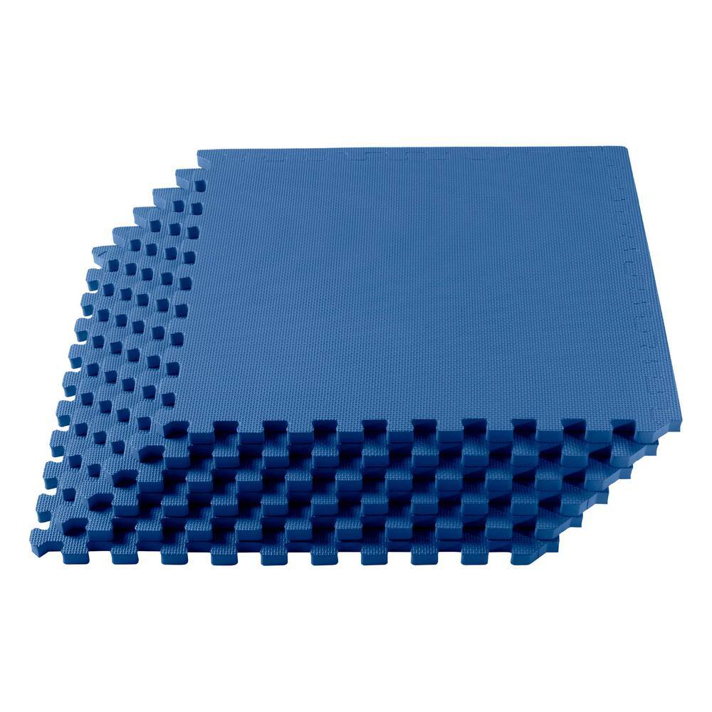 Blue 24" Interlocking EVA Foam Gym Floor Tiles, 3/4" Thick