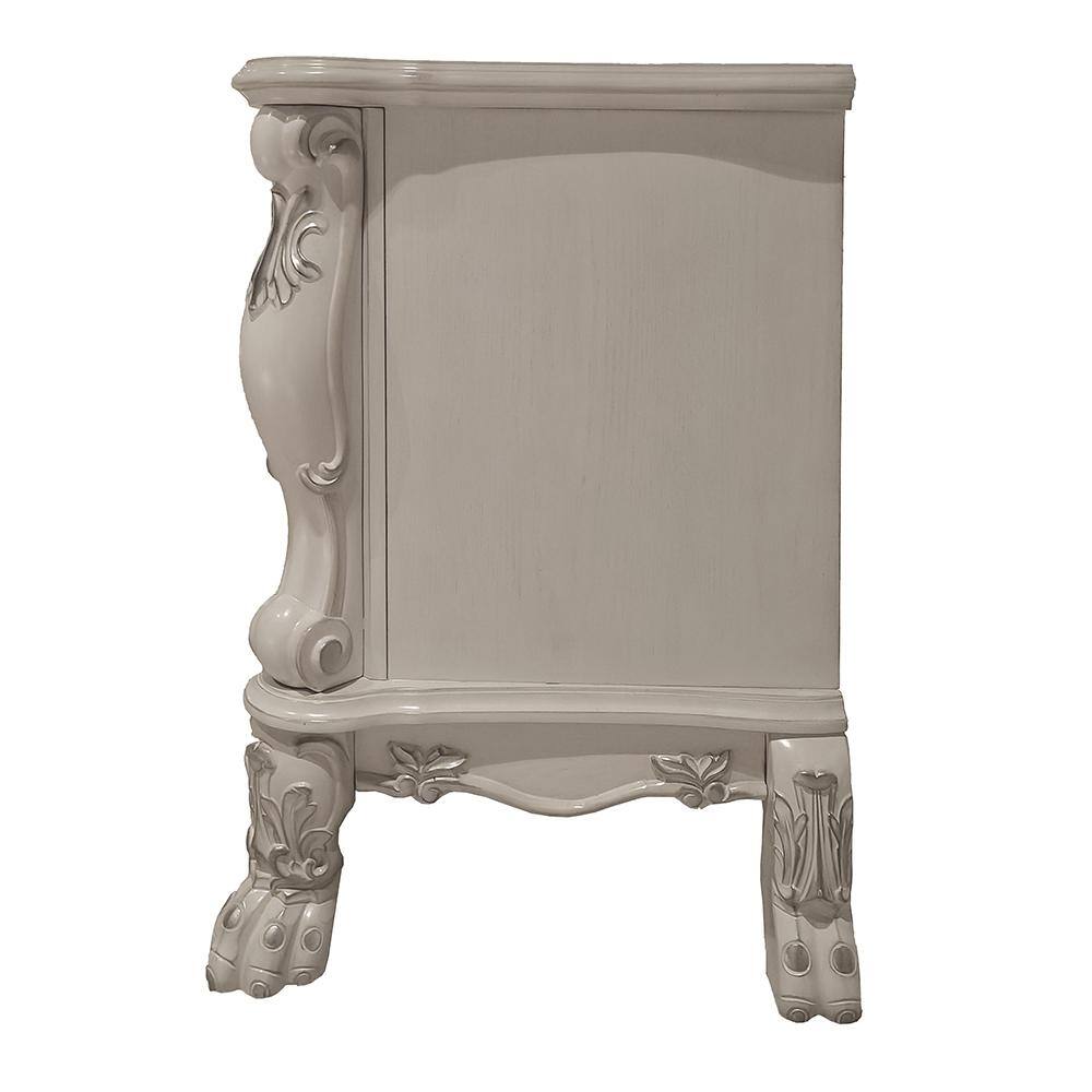 Dresden II Bone White 2-Drawer Ornate Nightstand