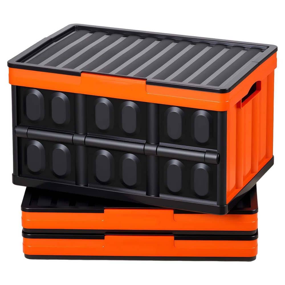 SKYSHALO Plastic Collapsible Storage Bins with Lids, 45L. Capacity