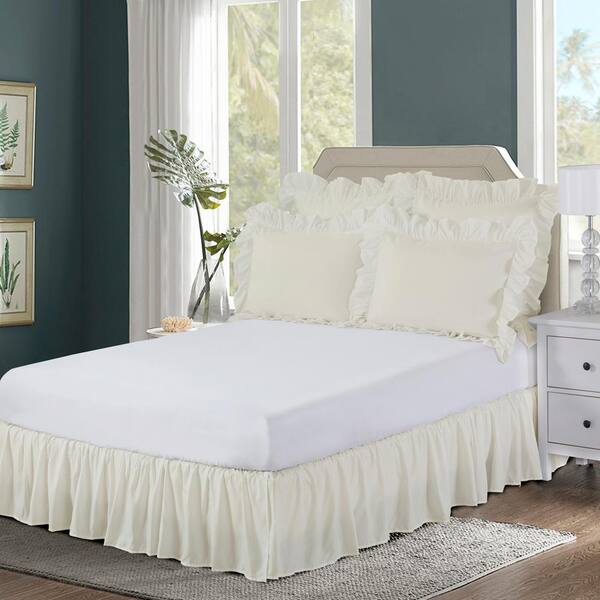 Drop Ivory Wraparound Queen Bed Skirt, Best King Size Bed Skirt