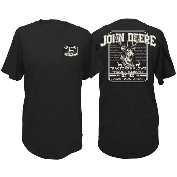 John Deere Men's Medium Black Tractors and Plows T-Shirt