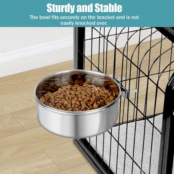 Slow Feeder Dog Bowl Removable Stainless Steel Hanging Pet Kennel Cage Bowl Food And Water Feeder Coop Cup For Puppy Cat Rabbit 2 Pack 728ph01222d Cat Fountain
