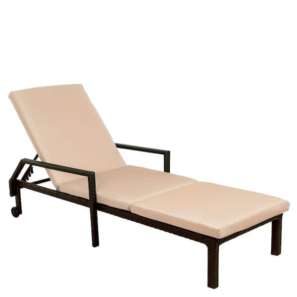 Mondawe Tige Adjustable Patio Outdoor Chaise Lounge Chair Set with Polyester Beige Cushions Garden