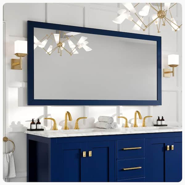 Eviva Acclaim 60 in. W x 30 in. H Large Rectangular Wood Framed Wall Bathroom Vanity Mirror in Blue