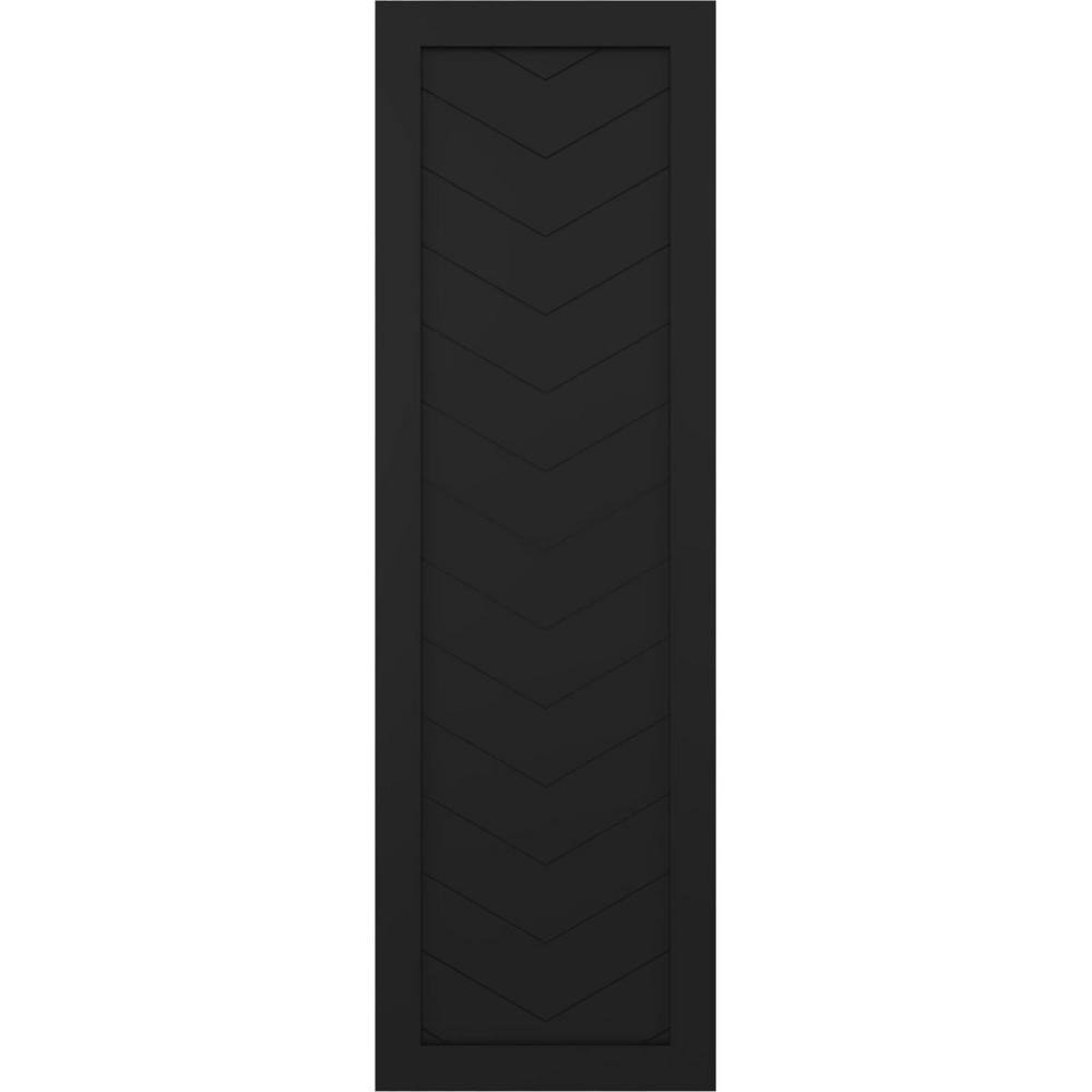 12 in. x 48 in. True Fit PVC Single Panel Chevron Modern Style Fixed Mount Board and Batten Shutters Pair in Black price history on PriceWatchPro