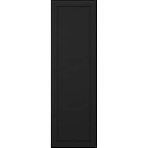 12 in. x 48 in. True Fit PVC Single Panel Chevron Modern Style Fixed Mount Board and Batten Shutters Pair in Black