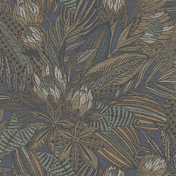 Susara Floral Navy Textured Eco-Foam Wallpaper