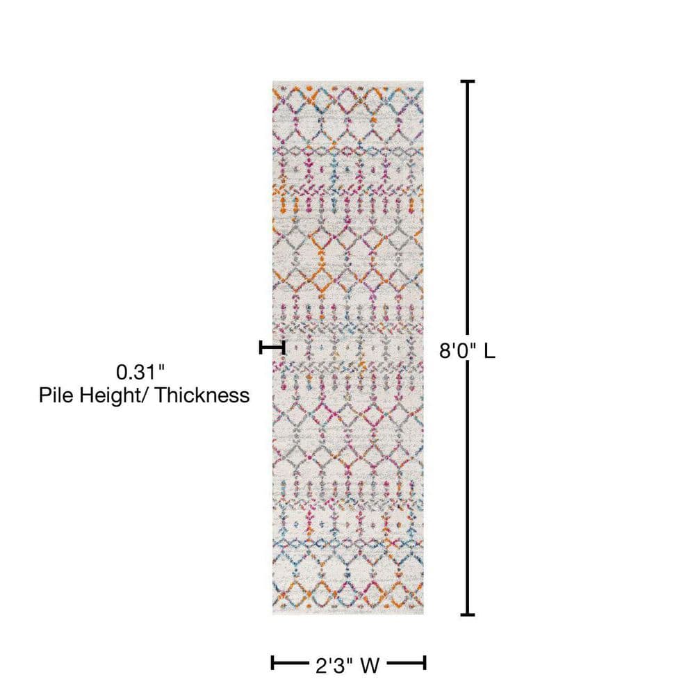 Ivory Trellis 5.5' Reversible Easy-Care Synthetic Runner Rug