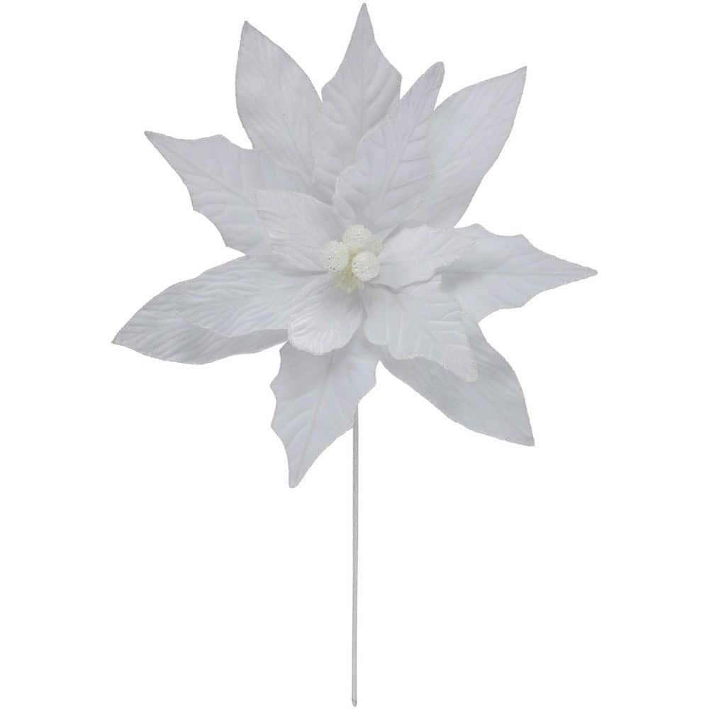 "24"" Winter White Glittered Poinsettia Christmas Stem Spray" price history on PriceWatchPro