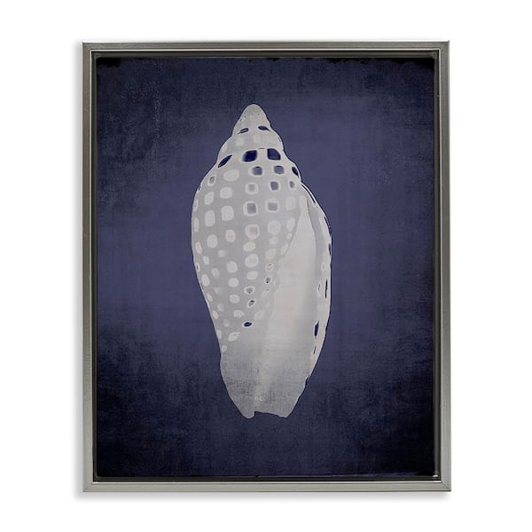 Stupell Industries Junonia on Indigo by Graffi tee Studios Gray Floater Frame Coastal Graphic Art Print 21 in. x 17 in.