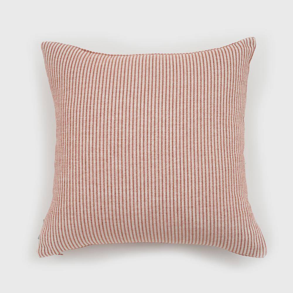 Copper Brown Reversible Woven Striped Chenille Square Pillow