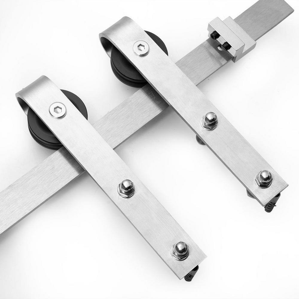 Modern White Frosted Glass Barn Door with Stainless Steel Hardware