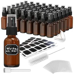 1 oz. Glass Spray Bottles with Funnel, Brush, Shrink Wrap, Marker and Labels - Amber (Pack of 48)