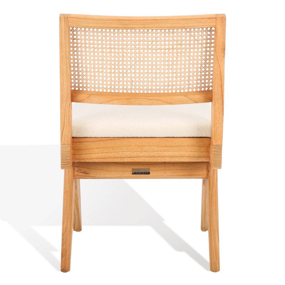 Beige and Natural High Back Rattan Cane Dining Side Chair