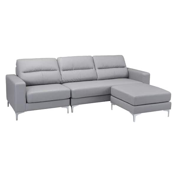 ZUO Versa 2-Piece Gray Leatherette Sectional