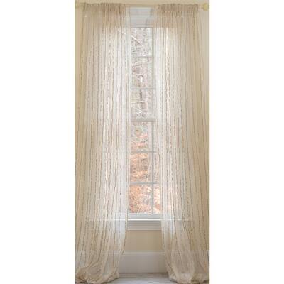 Gold Striped Rod Pocket Sheer Curtain - 52 in. W x 108 in. L