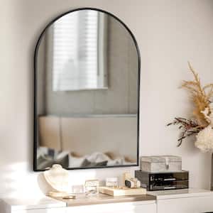 20 in. W x 30 in. H Black Arched Classic Accent Mirror with Aluminum Alloy Frame Decor Bathroom Wall Vanity Mirror
