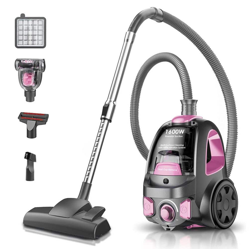 1600W Bagless Corded Canister Vacuum w 32Kpa Suction, 3.7Qt Dust Cup, HEPA Filter for Floors Carpet Upholstery, Pink price history on PriceWatchPro