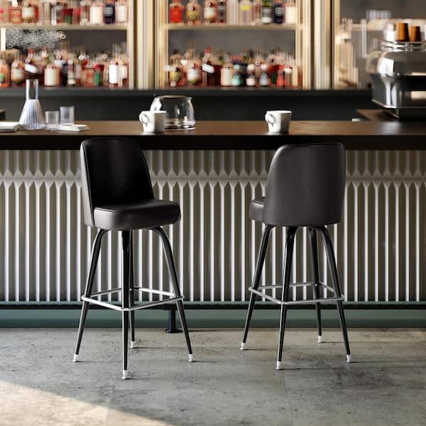 James Commercial Grade 31 in. Metal Barstool with Dark Brown Swivel Bucket Seat