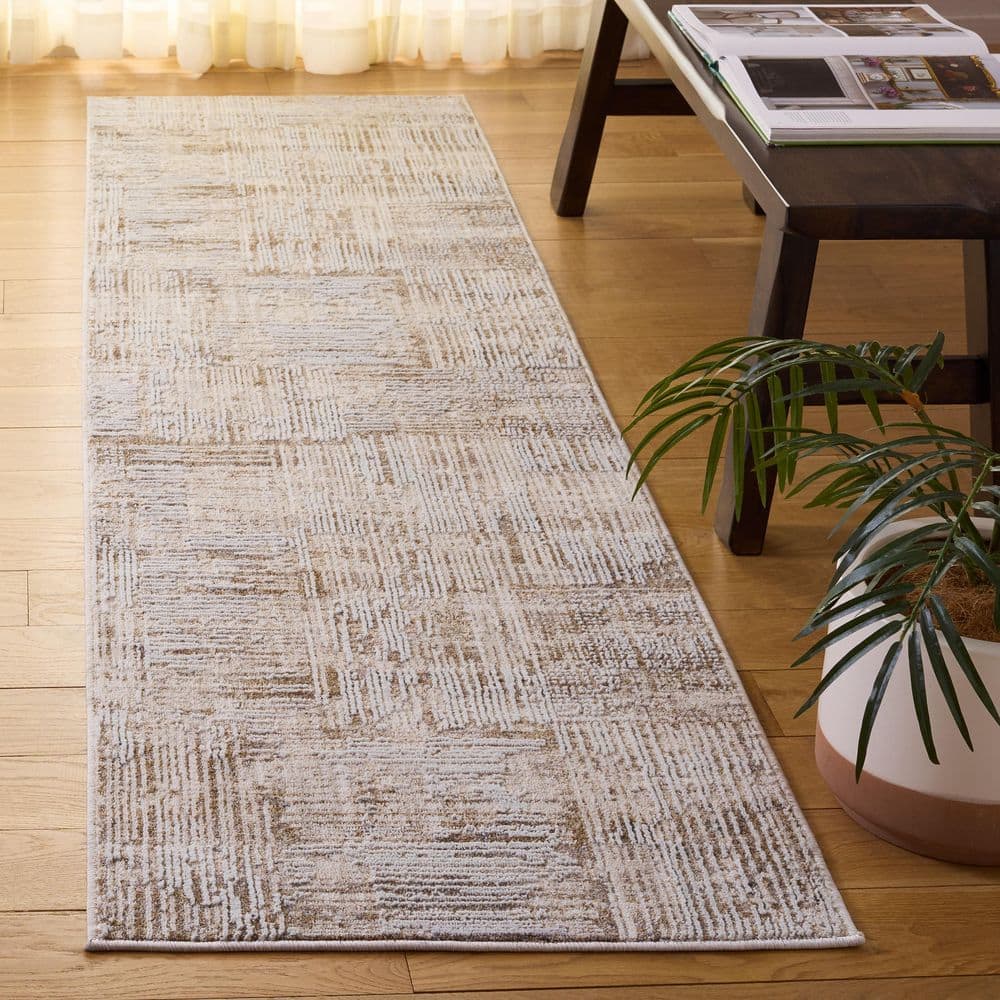 Finely Modern 2 ft. x 10 ft. Ivory/Beige Geometric Distressed Runner Rug price history on PriceWatchPro