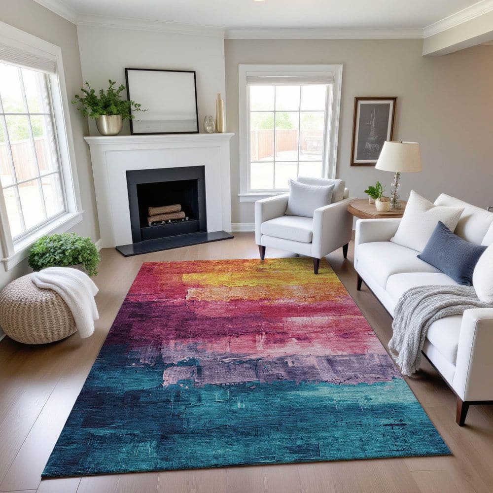 Mayfield Premium Machine Washable Abstract AMF1473 Merlot 3 ft. x 4 ft. Area Rug price history on PriceWatchPro