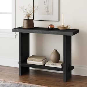 Virgo 40 in. Reclaimed Black Oak Farmhouse 2-Tier Rectangle Wood Accent Console Table, for Hallway and Living Room