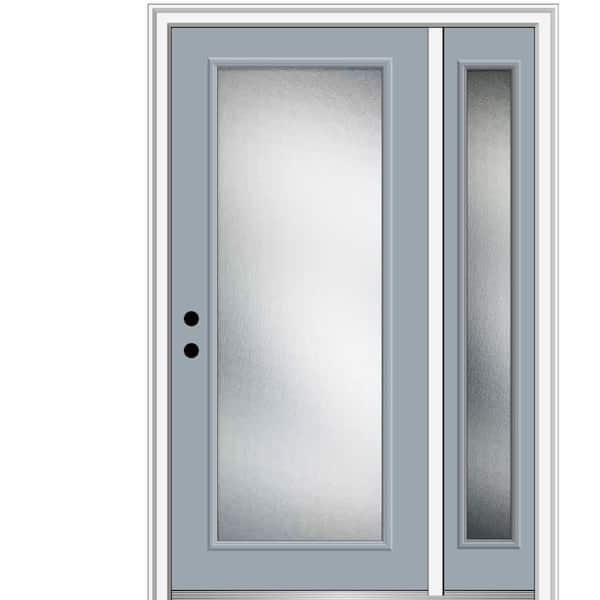 MMI Door 51 in. x 81.75 in. Micro Granite Right-Hand Inswing Full Lite Decorative Painted Fiberglass Smooth Prehung Front Door