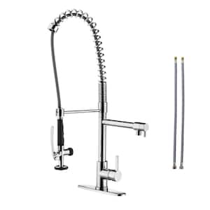 Single Handle Pull Out Sprayer Kitchen Faucet with Deckplate in Chrome