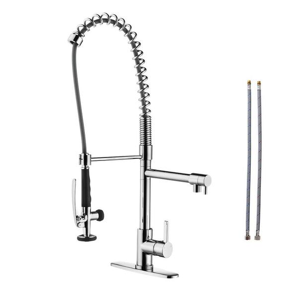 ALEASHA Single Handle Pull Out Sprayer Kitchen Faucet with Deckplate in