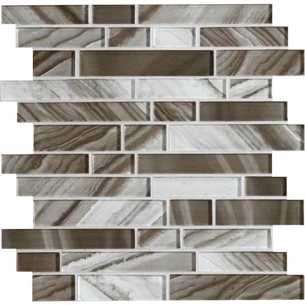 MSI Take Home Tile Sample - Coco Swirl 4 in. x 4 in. Interlocking Mixed Stone Glass Mosaic Tile