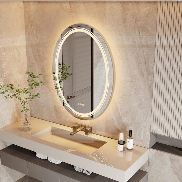 Wisfor 28 in. W x 36 in. H Large Rectangular Frameless Anti-Fog High Lume  LED Lighted 2-Way Hanging Wall Bathroom Vanity Mirror XMR-C28-188-US - The  Home Depot