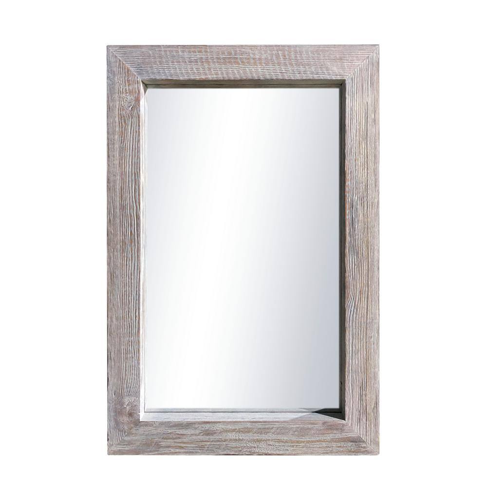 24 in. W x 36 in. H Rectangular Antique White Wooden Frame Wall Mirror