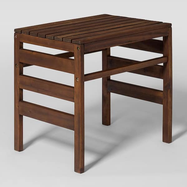 Walker Edison Furniture Company Modular Acacia Outdoor Side Table in Dark Brown