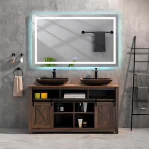 84 in. W x 48 in. H Rectangular Frameless Dimmable Anti-Fog Wall Bathroom Vanity Mirror in White