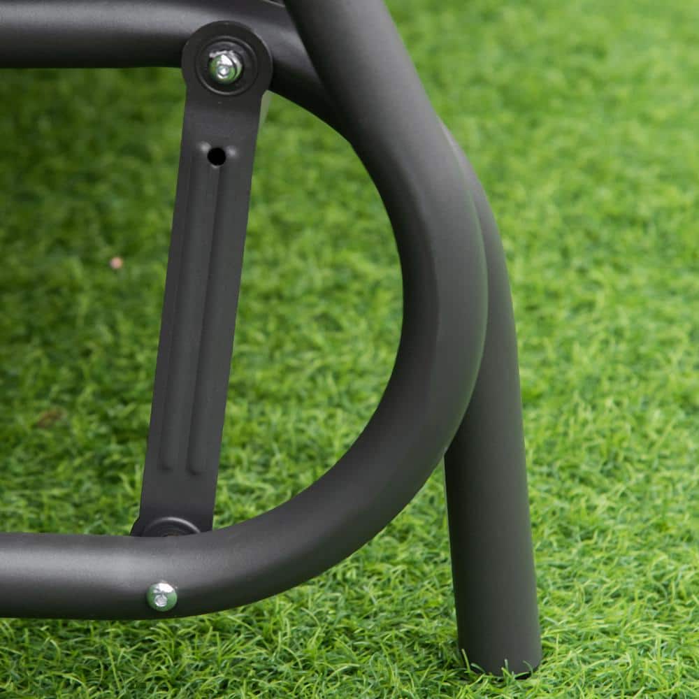 Dark Gray Steel Frame Wicker Outdoor Glider Bench