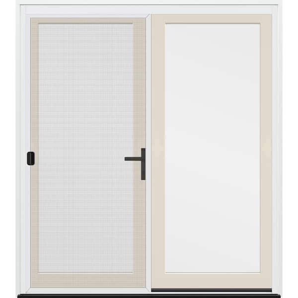 72 in. x 80 in. Right-Hand/Inswing Primed Fiberglass French Patio Door w/ Sliding Screen and Black-Handle