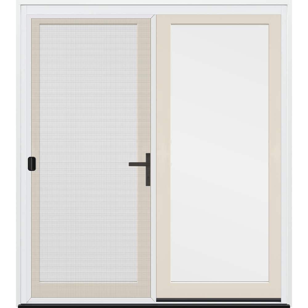 60 in. x 80 in. F4500 Left-Hand/Inswing White Fiberglass French Patio Door w/Low-E Impact Glass, Black Handle and Screen price history on PriceWatchPro